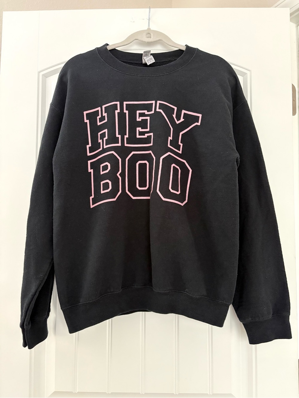 “Hey Boo” - Black & Pink Crewneck Sweatshirt